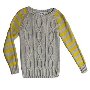 Old Navy  | Yellow Striped Long Sleeves Cable knit Gray Cotton Sweater